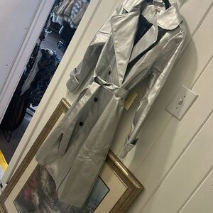 Silver Faux Leather Coat